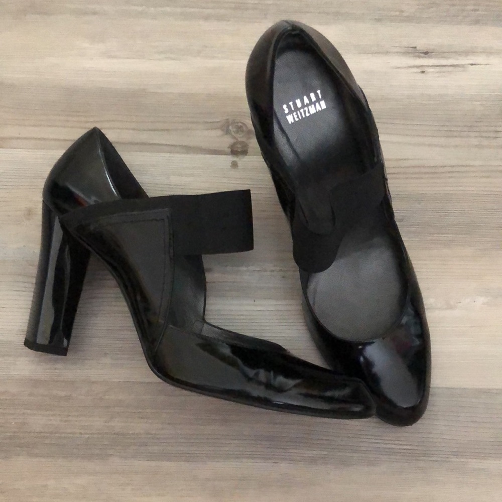 Stuart Weitzman Black Patent Mary Kane Pumps